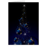 Sparkly Blue Christmas Tree Greeting Card