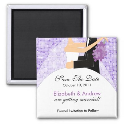 Sparkly Bride Groom Save The Date Magnet