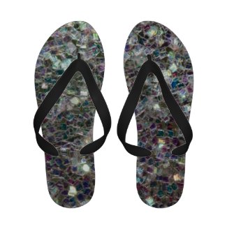 Sparkly colourful silver mosaic Flip-Flops