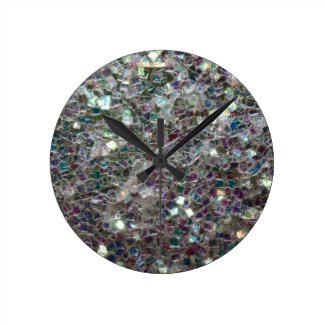 Sparkly colourful silver mosaic round wall clocks