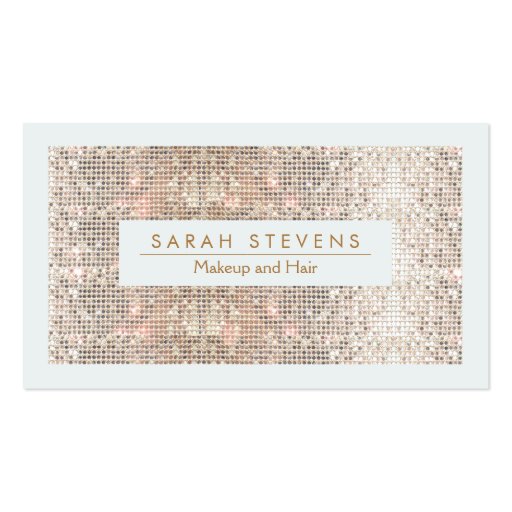 Sparkly FAUX Silver Sequins Makeup and Hair Business Cards (front side)