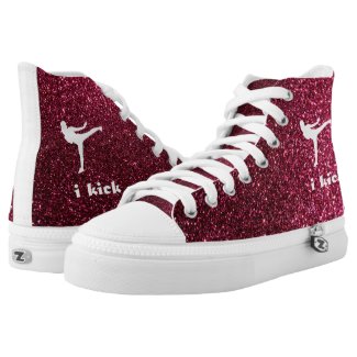 Sparkly fuchsia 'i kick' Kickboxing Custom Printed Shoes