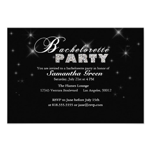 Sparkly Glitter Bachelorette Party Invitation (front side)