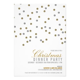 Sparkly Glitter Dots Christmas Party Invitation