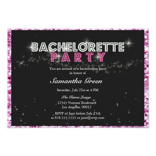 Sparkly Glitter Pink Bachelorette Party Invitation