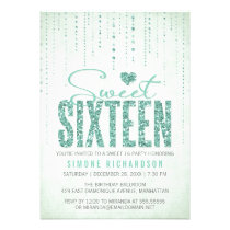 Sparkly Glitter Sweet Sixteen Party Invitation