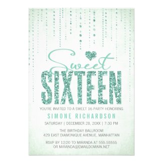 Sparkly Glitter Sweet Sixteen Party Invitation