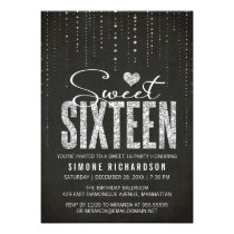 Sparkly Glitter Sweet Sixteen Party Invitation
