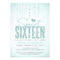 Sparkly Glitter Sweet Sixteen Party Invitation