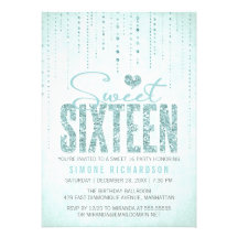 Sparkly Glitter Sweet Sixteen Party Invitation
