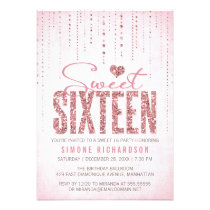 Sparkly Glitter Sweet Sixteen Party Invitation