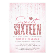 Sparkly Glitter Sweet Sixteen Party Invitation