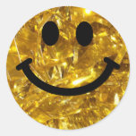 Sparkly Gold Bling Smiley Round Sticker