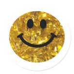 Sparkly Gold Bling Smiley Stickers