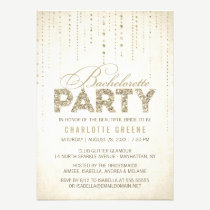 Sparkly Gold Glitter Bachelorette Party Invitation invitations