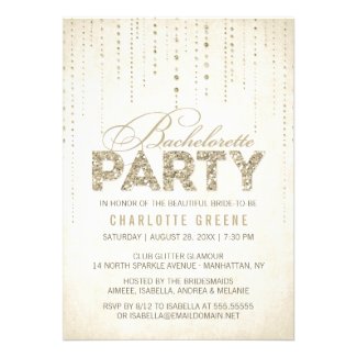 Sparkly Gold Glitter Bachelorette Party Invitation