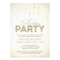 Sparkly Gold Glitter Birthday Party Invitation