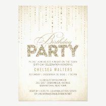 Sparkly Gold Glitter Birthday Party Invitation invitations