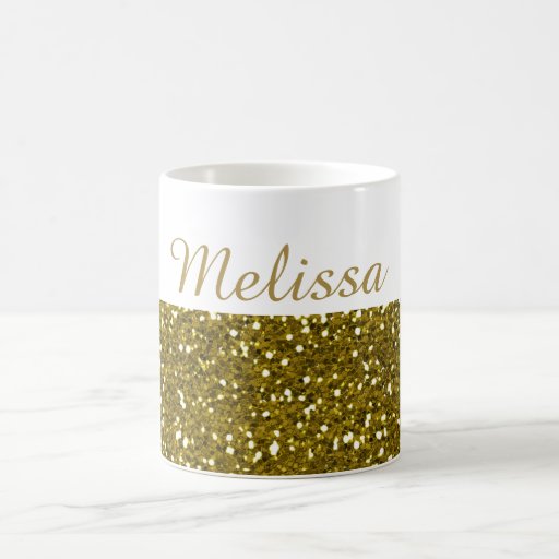 Sparkly Gold Glitter Custom Name Coffee Mug Zazzle 0906