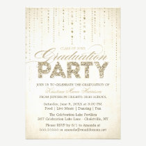 Sparkly Gold Glitter Graduation Party Invitation invitations