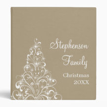 Sparkly Holiday Tree Binder (1 inch), Latte