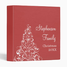 Sparkly Holiday Tree Binder (1 inch), Red
