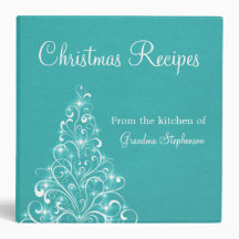 Sparkly Holiday Tree Binder (2 inch), Aqua