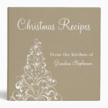 Sparkly Holiday Tree Binder (2 inch), Latte