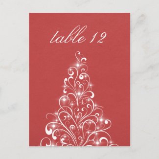 Sparkly Holiday Tree Table Postcard, Red postcard