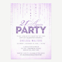 Sparkly Lavender Glitter 21 Again Party Invitation invitations