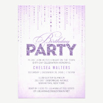Sparkly Lavender Glitter Birthday Party Invitation invitations