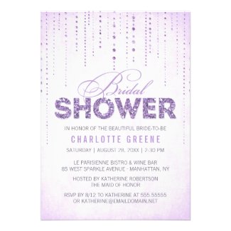 Sparkly Lavender Glitter Bridal Shower Invitation