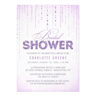 Sparkly Lavender Glitter Bridal Shower Invitation