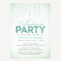 Sparkly Mint Glitter Bachelorette Party Invitation invitations