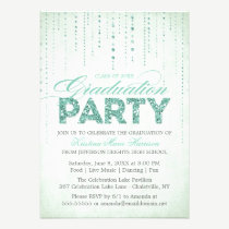 Sparkly Mint Glitter Graduation Party Invitation invitations