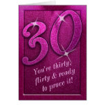 Sparkly Pink 30 and Flirty Birthday Greeting Card cards