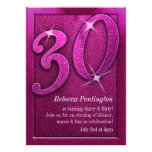 Sparkly Pink 30 and Flirty Birthday Invitations invitations