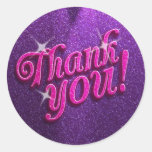 Sparkly Pink and Purple Thank You Stickers stickers