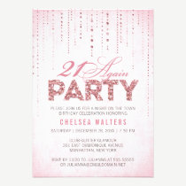 Sparkly Pink Glitter 21 Again Party Invitation invitations