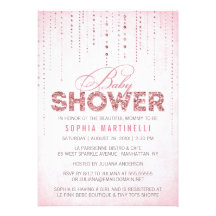 Sparkly Pink Glitter Baby Shower Invitation