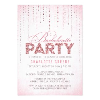 Sparkly Pink Glitter Bachelorette Party Invitation