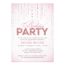 Sparkly Pink Glitter Birthday Party Invitation
