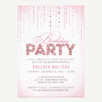 Sparkly Pink Glitter Birthday Party Invitation invitations