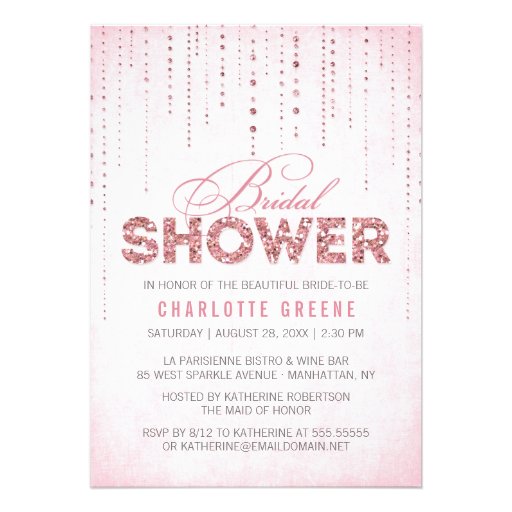 Sparkly Pink Glitter Bridal Shower Invitation