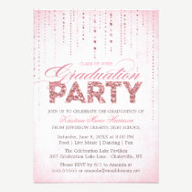 Sparkly Pink Glitter Graduation Party Invitation invitations