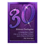 Sparkly Purple 30 and Flirty Birthday Invitations invitations