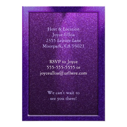 Sparkly Purple 40th Birthday Party Invitation