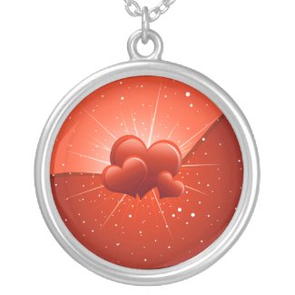 sparkly red hearts pendant