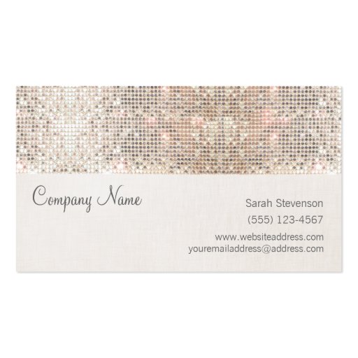 Sparkly Sequins Faux Linen Fun Trendy Business Card (front side)