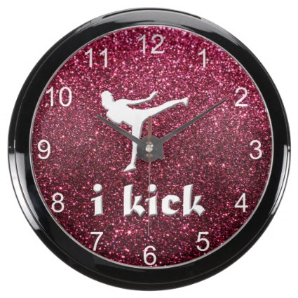 Sparkly Shimmering fuchsia 'i kick' custom Aqua Clocks